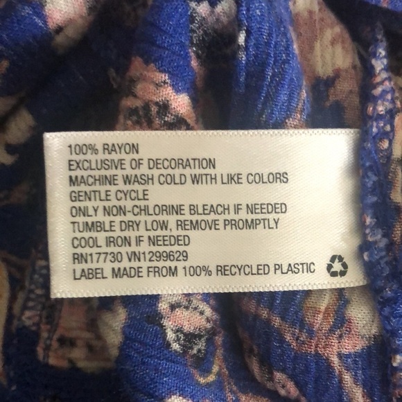 Knox Rose Peasant Floral Maxi Dress XXL Ruffle Hem Flutter SS Blue Drawstring - Picture 6 of 6